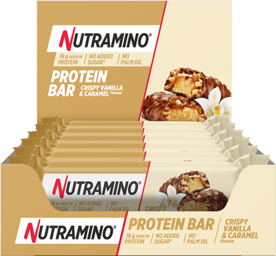 Modellbild av Nutramino Proteinbar Crispy Vanilje & Karamel 55g