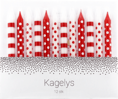 Modelbillede af Kagelys 12 stk. m. holder flag