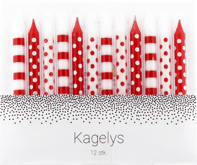 Kagelys 12 stk. m. holder flag