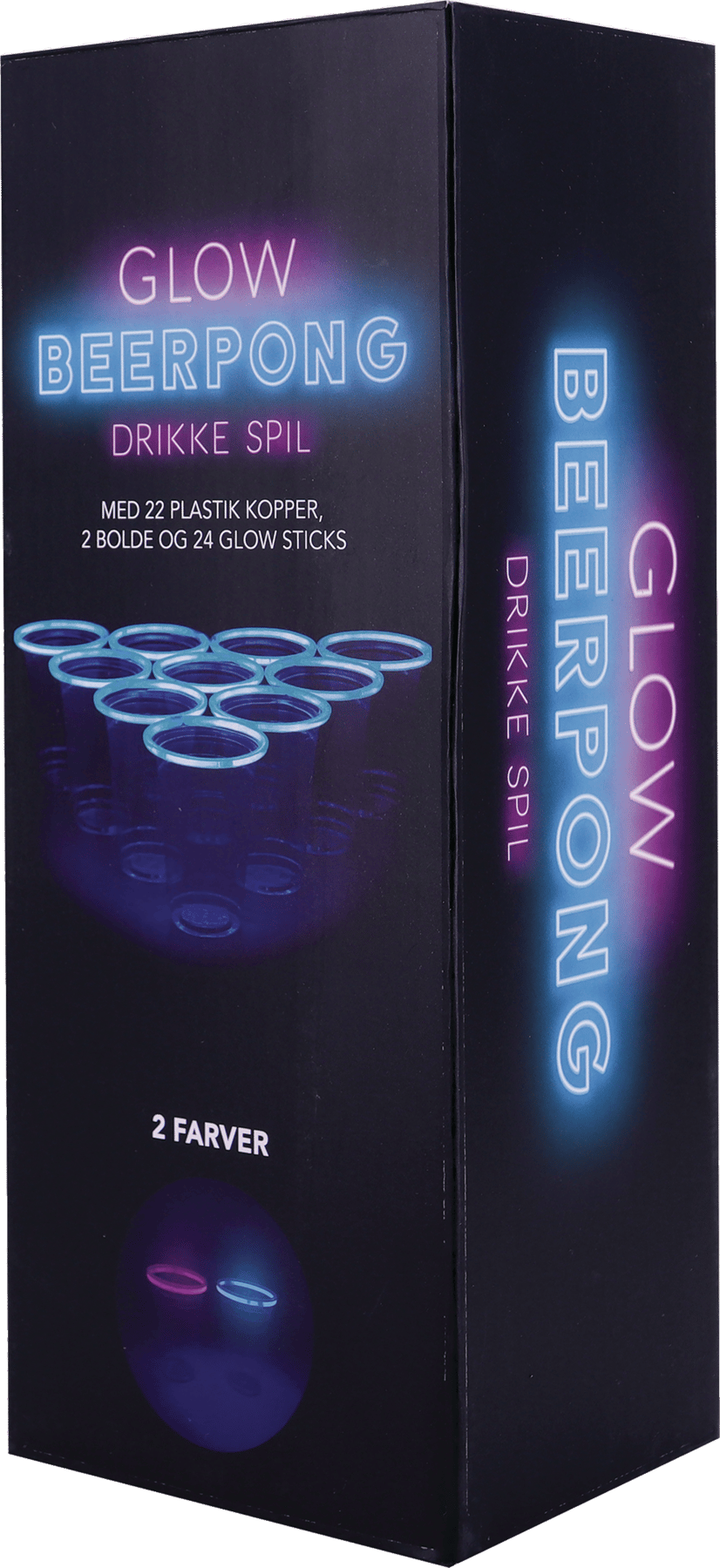 Beerpong Glow - 22 Kopper + 2 Bolde + 24 Glow Sticks