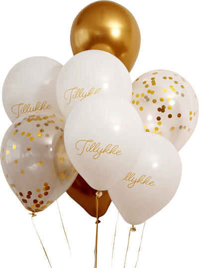 Modelbillede af Ballonbuket 8 Stk 30 CM Guld/Hvid