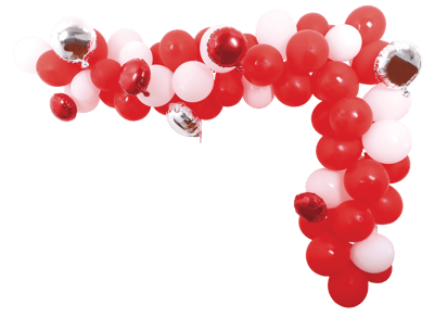 Ballonbue - 70 balloner, Rød/Hvid