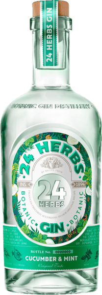Modelbillede af 24 Herbs Gin Cucumber & Mint 40% 0,7l