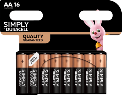 Modelbillede af Duracell SIMPLY AA (MN1500/LR6) 16 stk.