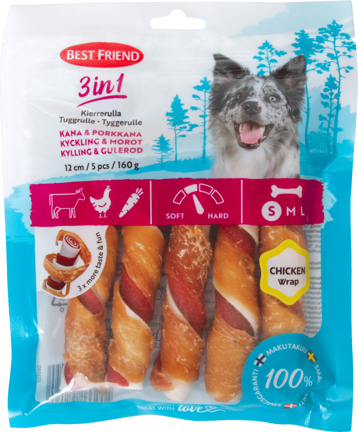 Best Friend 3in1 Rulle Kylling 5 stk. 160g