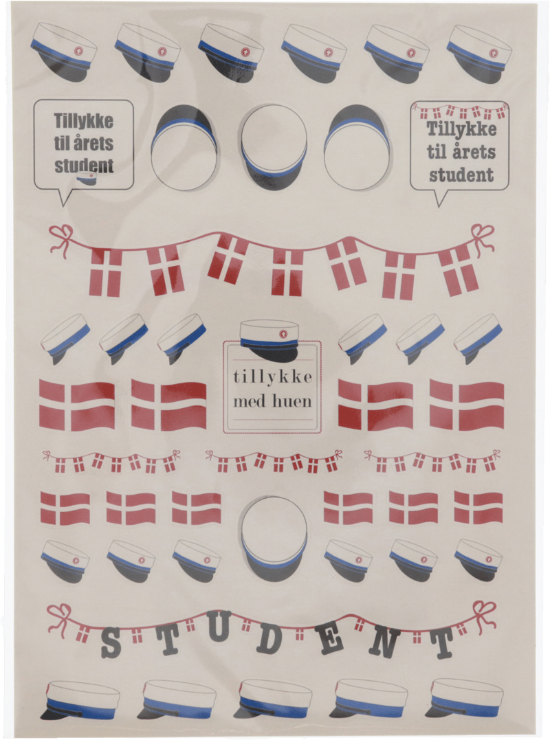 Klistermærker 2 Ark m. Blåt Studenter