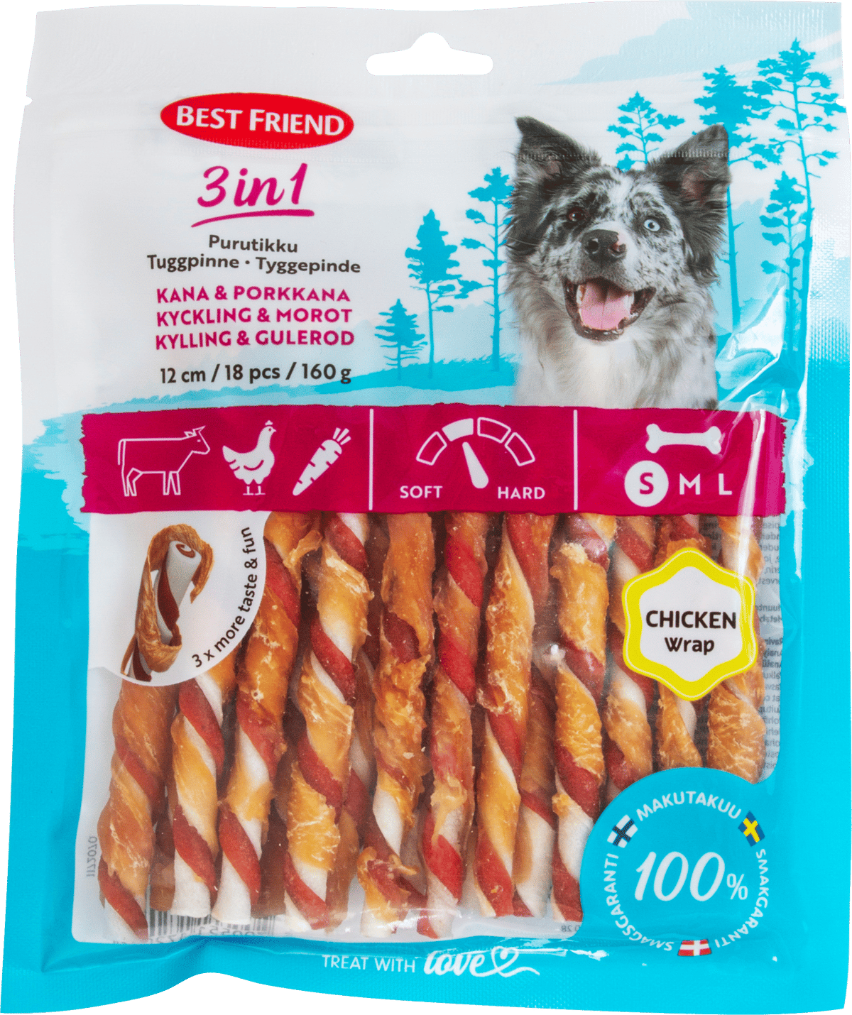 Best Friend 3in1 Tyggepinde 18 stk. 160g