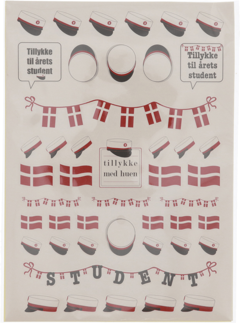 Klistermærker 2 Ark m. Rdt Studenter