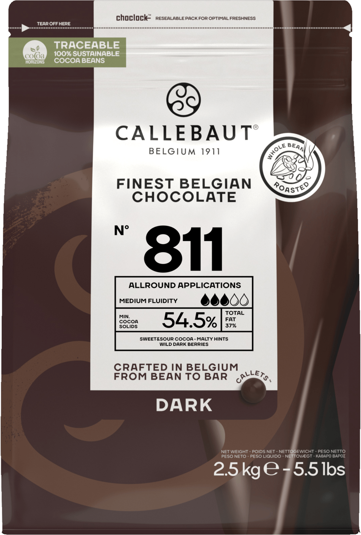 Callebaut Overtræk Mørk Knapper 54,5% 2,5 kg