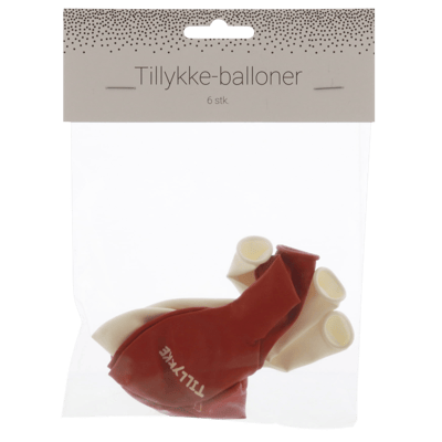 Modelbillede af BALLON TILLYKKE RØ/HV 6ST 25CM