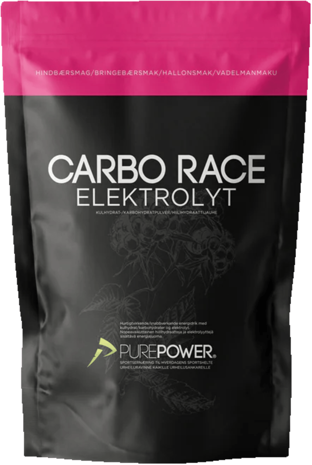 Purepower Carbo Race Elektrolyt Hindbær 1 kg