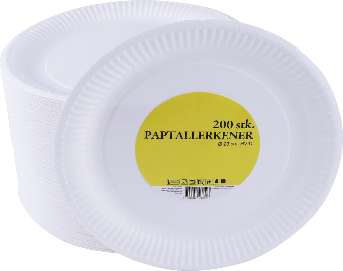 Abena Paptallerken, hvid, Ø23 cm, 200 stk
