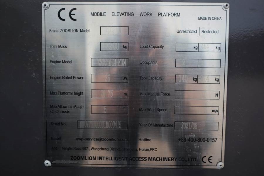 Zoomlion ZT20J Valid inspection, *Guarantee! Diesel, 4x4 Dr 2021 ZOOMLION - ZT20J - 60984 Zoomlion ZT20J Valid inspection,...