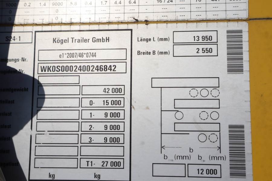 Kögel S24-1 CoC Documents, TuV Loading Certificate, Dutc 2019 KÖGEL - S24-1 - 61393 Kögel S24-1 CoC Documents, TuV Loading...
