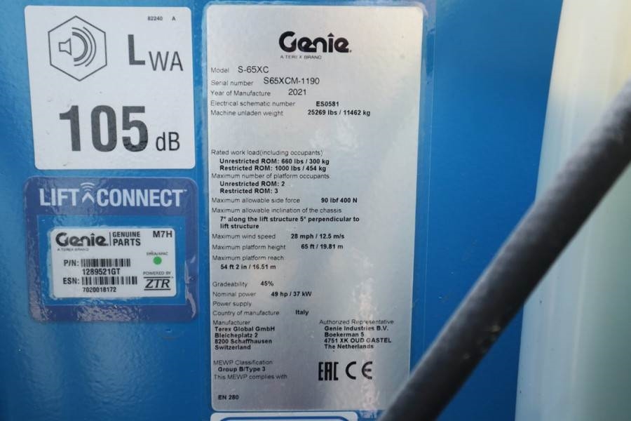 Genie S65XC Guarantee! Diesel, 4x4 Drive, 21.8m Working 2021 GENIE - S65XC - 90343 S65XC Guarantee! Diesel, 4x4 Drive, 21....