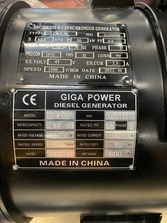 Giga power LT-W50-GF 62.5 kVA Open generator 2022 00031631 Giga power LT-W50-GF 62.5 kVA Open generator 2022 0 image 13