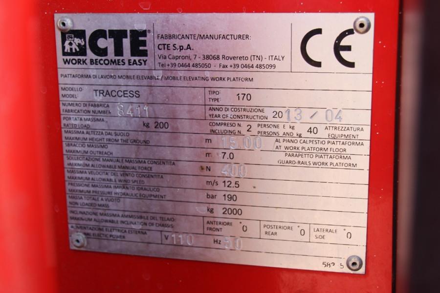 CTE CS170E As-Is, Bi-Energy, 17m Working Height, Compa 2013 CTE - CS170E - 60421 CTE CS170E As-Is, Bi-Energy, 17m Working ...
