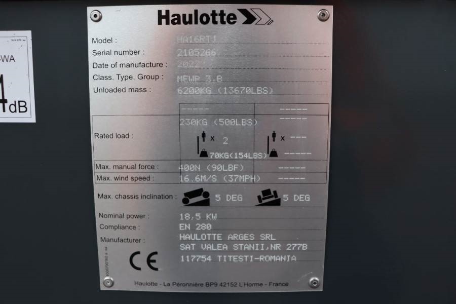 Haulotte HA16RTJ Valid Inspection, *Guarantee! Diesel, 4x4 2022 HAULOTTE - HA16RTJ - 60857 HA16RTJ Valid Inspection, *Guar...