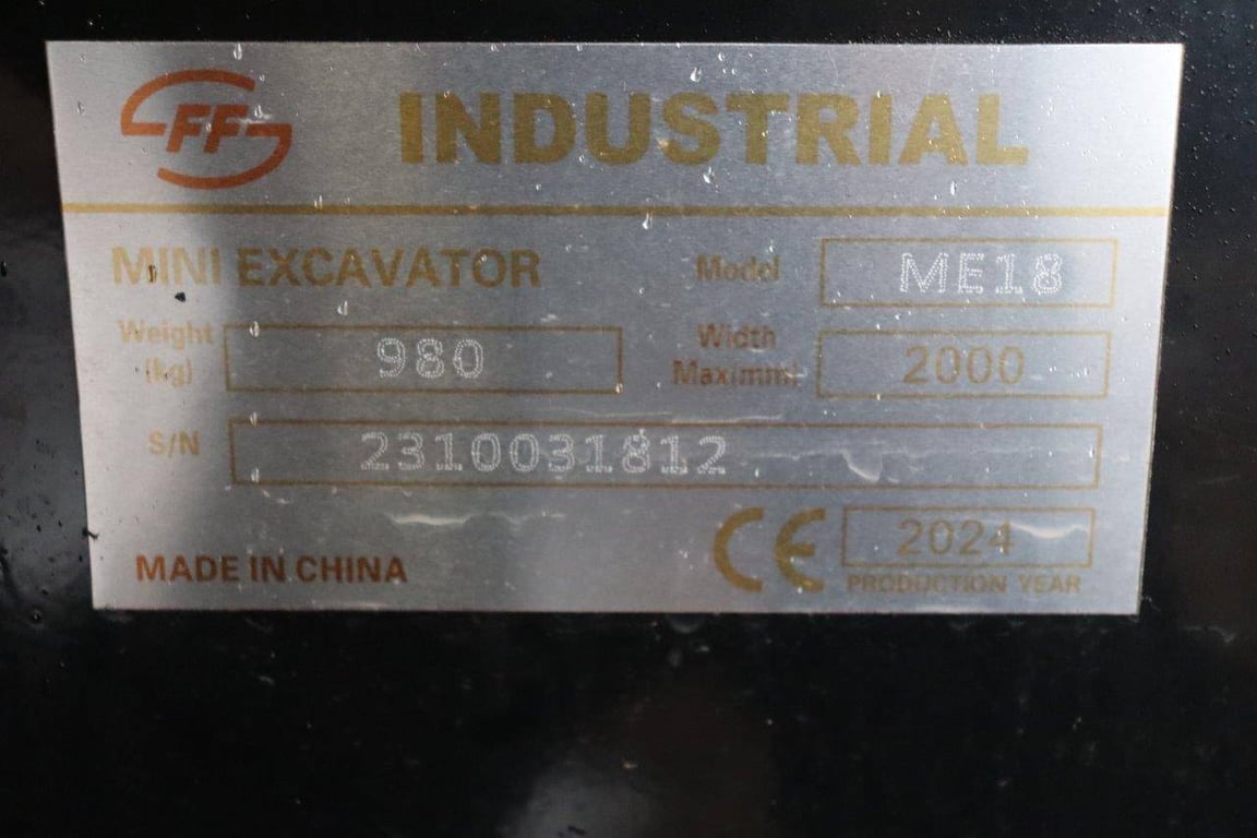 Mini Excavator FF Industrial ME18 Petrol 2024 New 2024 FF Industrial ME18 2024 0 image 14