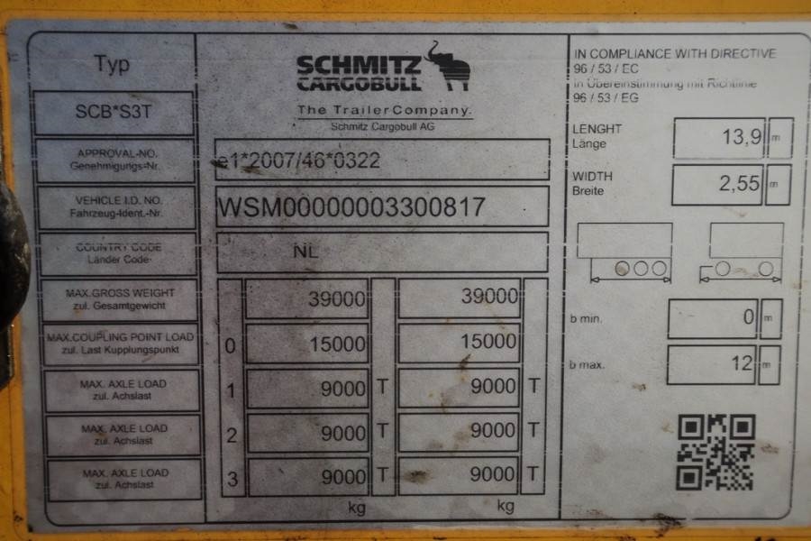 Schmitz CARG SCB3ST CoC Documents, TuV Loading Certificate 2018 SCHMITZ CARG - SCB3ST - 61413 Schmitz Cargobull CARG SCB3S...