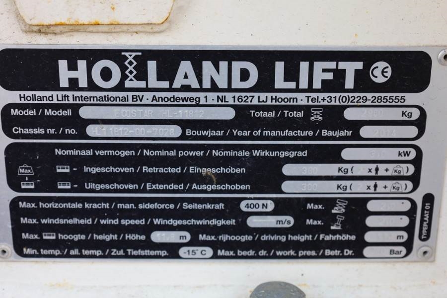 Holland Lift Ecostar HL-11812 Electric, 14m Working Height, 300 2014 HOLLAND LIFT - Ecostar HL-11812 - 63479 Holland lift ...