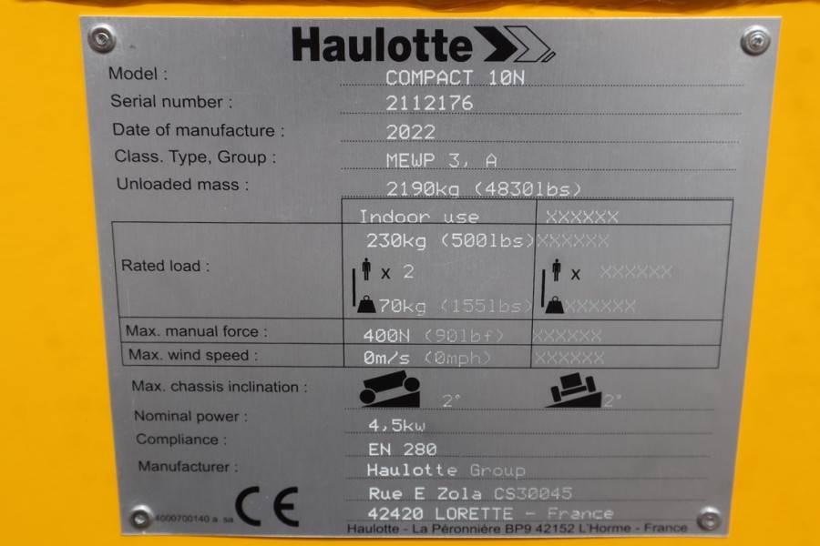 Haulotte Compact 10N Valid Iinspection, *Guarantee! 10m Wor 2022 HAULOTTE - Compact 10N - 61056 Compact 10N Valid Iinspect...