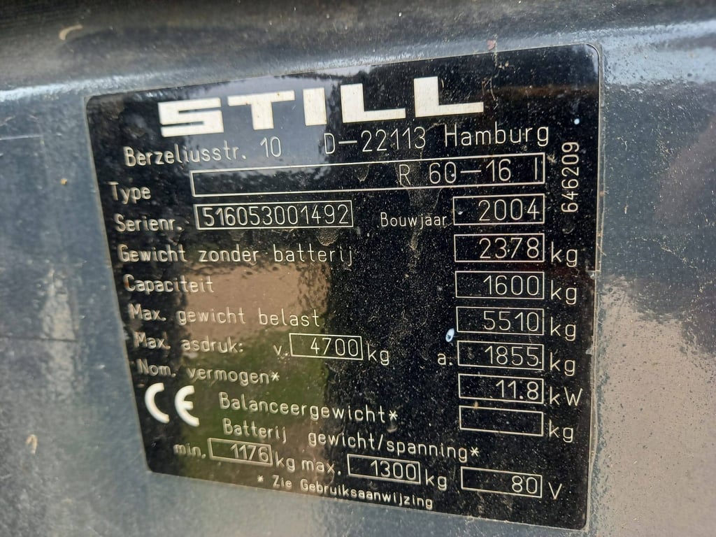 Forklift Still R60-16I Electric 1600kg 2004 2004 Still R60-16 I 2004 1 Forklift image 11