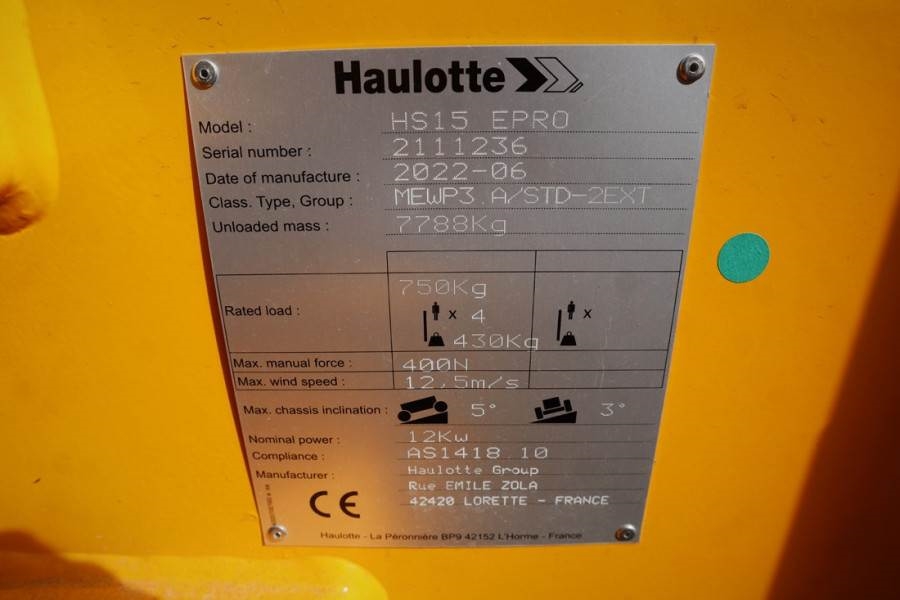 Haulotte HS15EPRO Valid Inspection, *Guarantee! Full Electr 2022 HAULOTTE - HS15EPRO - 61126 HS15EPRO Valid Inspection, *G...