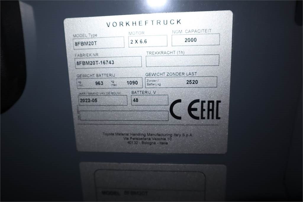 Toyota 8FBM20T Valid inspection, *Guarantee! Electric, 47 2022 PR-Id 61242 8FBM20T Valid inspection, *Guarantee! Electric,...