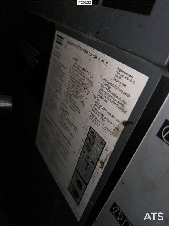 Atlas Copco GA7 compressor 1994 20522 GA7 compressor 1994 1 Compressors image 5