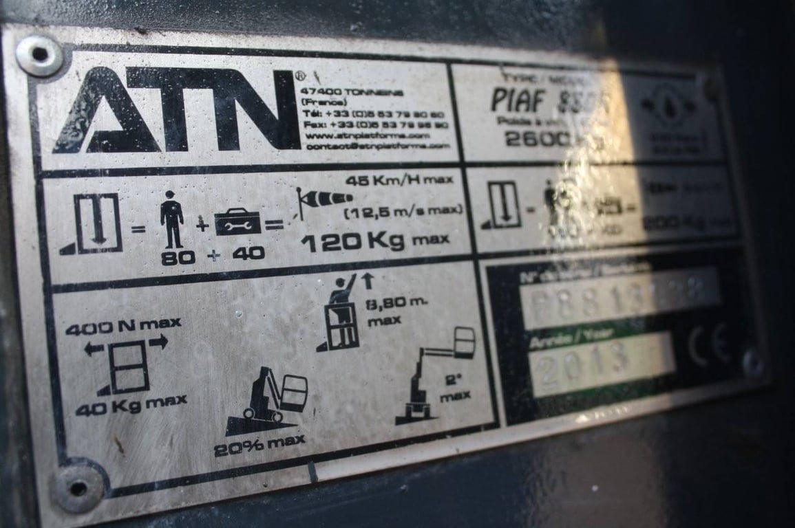 Mast lift ATN Piaf880R Electric 8.8m 2013 2013 ATN Piaf880R 2013 1 image 15