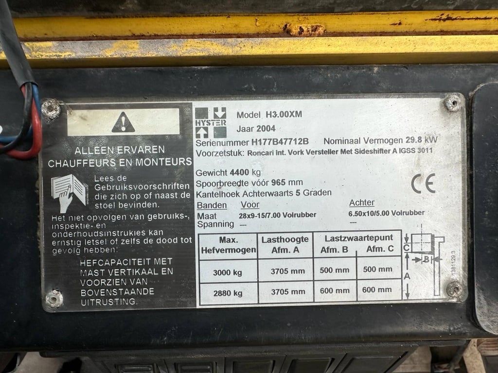 Forklift Hyster H3.00XM LPG 3000kg 3.7m 2004 2004 H3.00XM 2004 1 Forklift image 10
