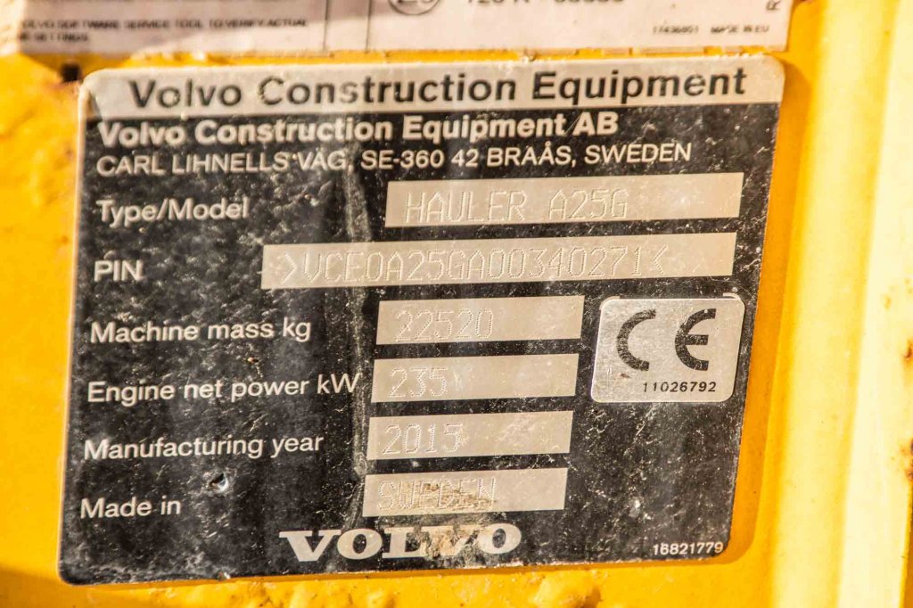VOLVO DUMPER A25G 2015 E58557 DUMPER A25G 2015 1 image 8