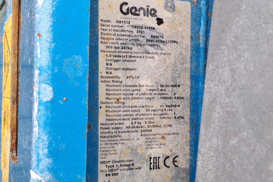 Genie GS1932 E-Drive Several In Stock, 8m Working Height 2021 GENIE - GS1932 E-Drive - 90342 GS1932 E-Drive Several In Sto...