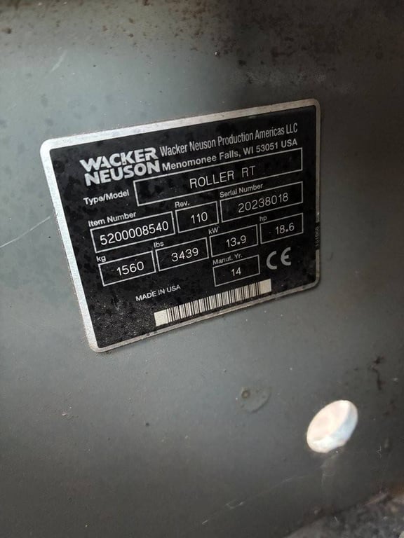 Vibratory roller Wacker Neusen Roller RT Diesel 14kW 2014 2014 Neuson Roller RT 2014 1 image 7