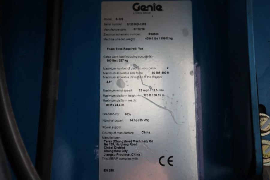 Genie S125 Diesel, 4x4x4 Drive, 40.1m Working Height, 24 2016 GENIE - S125 - 61463 S125 Diesel, 4x4x4 Drive, 40.1m Working...
