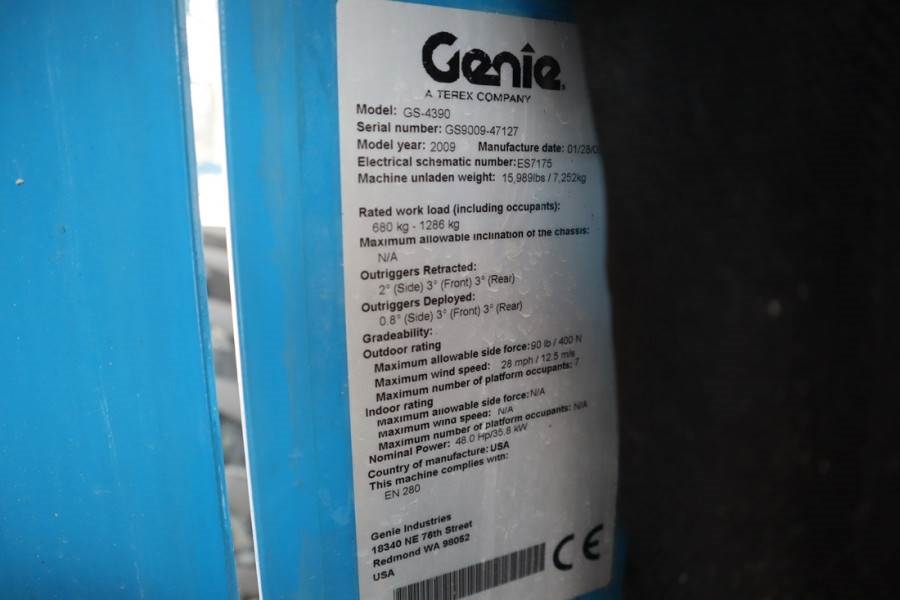 Genie GS4390 Diesel, 4x4 Drive, 15.11m Working Height 68 2009 GENIE - GS4390 - 62126 GS4390 Diesel, 4x4 Drive, 15.11m Work...