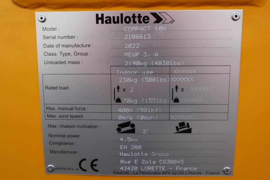 Haulotte Compact 10N Valid Inspection, *Guarantee! 10m Work 2022 HAULOTTE - Compact 10N - 60868 Compact 10N Valid Inspecti...