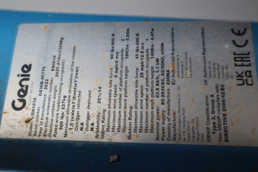 Genie GS1932 E-Drive Several In Stock, 8m Working Height 2022 GENIE - GS1932 E-Drive - 63738 GS1932 E-Drive Several In Sto...