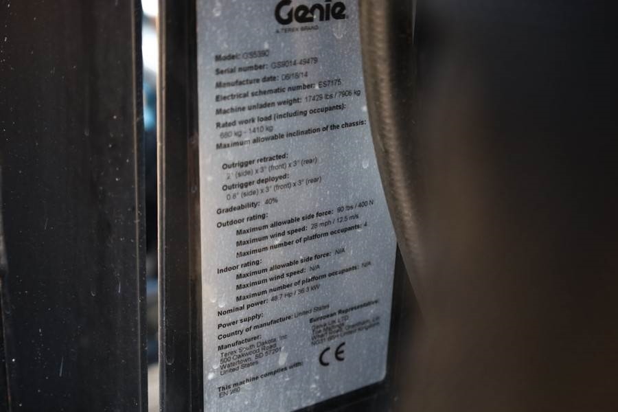 Genie GS5390 Diesel, 4x4 Drive, 18.15m Working Height, 6 2014 GENIE - GS5390 - 90036 GS5390 Diesel, 4x4 Drive, 18.15m Work...