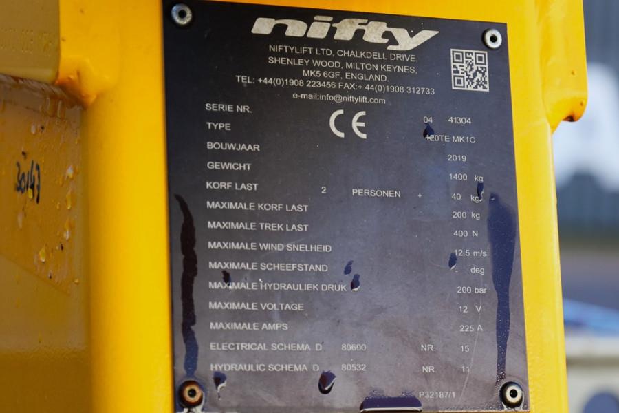 Niftylift 120TE Electric, 12.2m Working Height, 6.1m Reach, 2019 NIFTYLIFT - 120TE - 90266 Niftylift 120TE Electric, 12.2m...