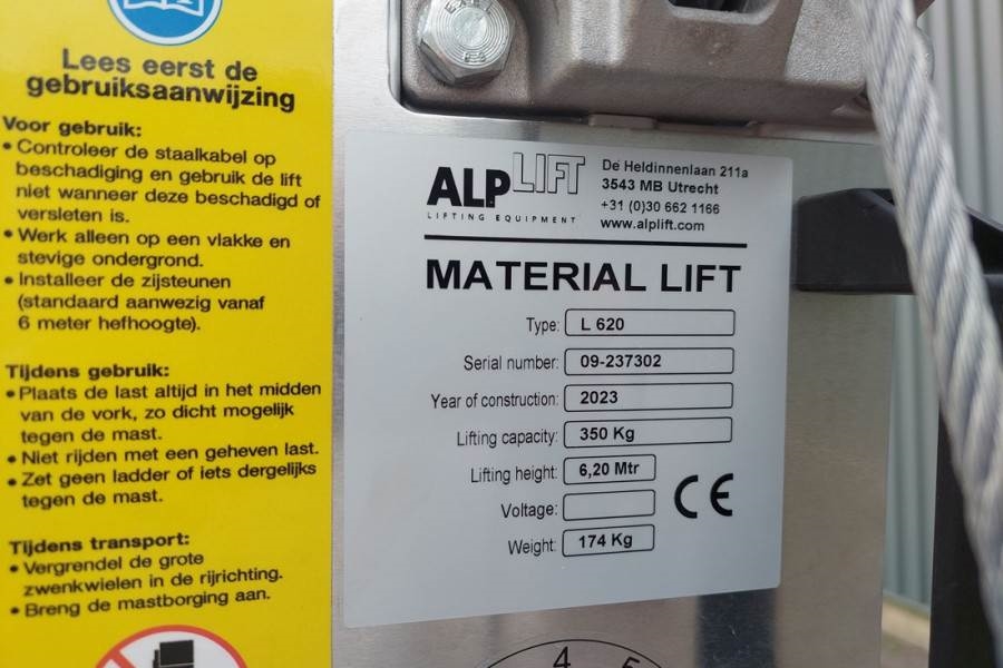AlpLift Large 620 Material Lift, Valid inspection, 2023 ALPLIFT - Large 620 - 61490 Alplift Large 620 Material Lift, Valid...