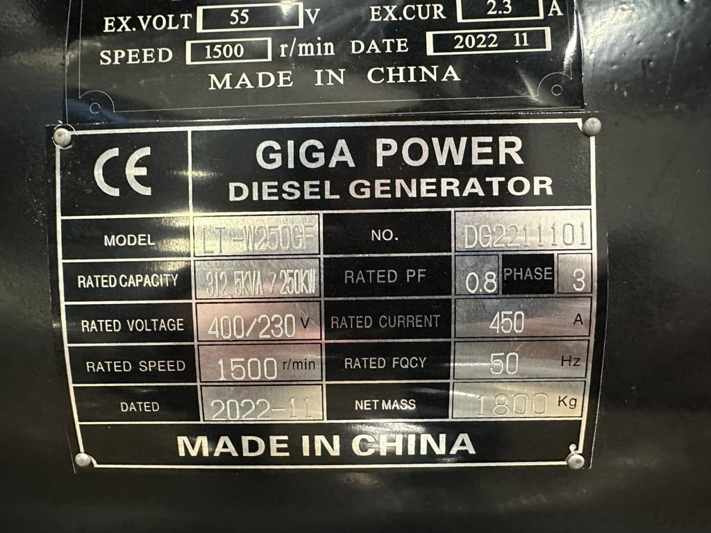 Giga power LT-W250GF 312.5 kVA Open generator 2022 00031892 Giga power LT-W250GF 312.5 kVA Open generator 2022 1 image 11
