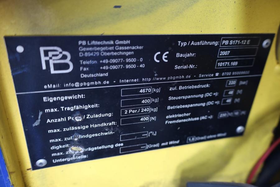 PB LIFT S171-12E Electric, 17.3m Working Height, 400k 2007 PB LIFT - S171-12E - 90302 PB LIFT S171-12E Electric, 17.3m Wor...