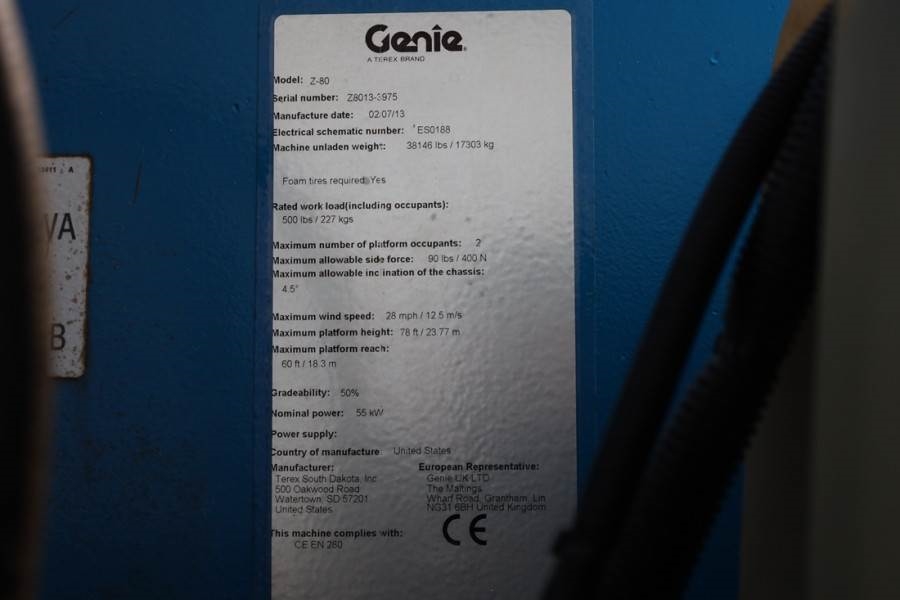 Genie Z80/60 Diesel, 4x4x4 Drive, 26m Working Height, 18 2013 GENIE - Z80/60 - 90048 Z80/60 Diesel, 4x4x4 Drive, 26m Worki...