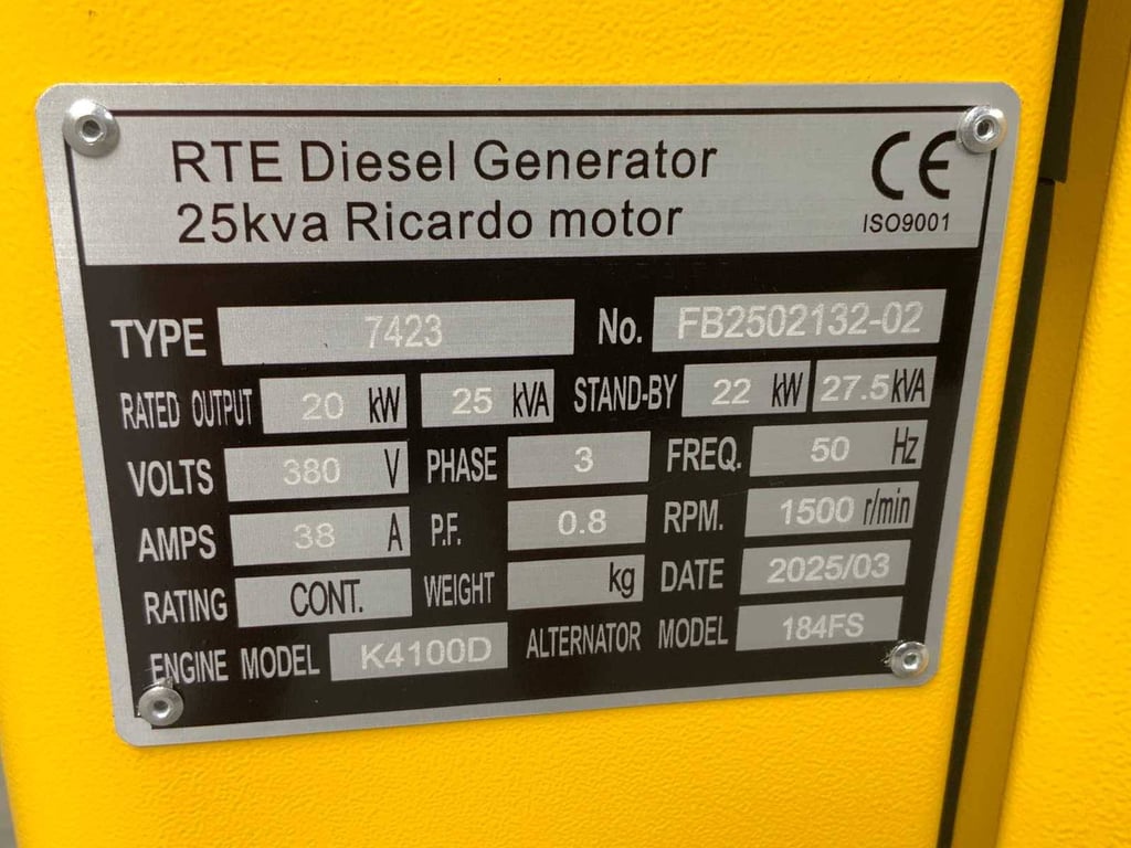 Generator RTE 7423 Diesel 2025 25 KVA 2025 New 2025 RTE 7423 2025 0 Generators image 7
