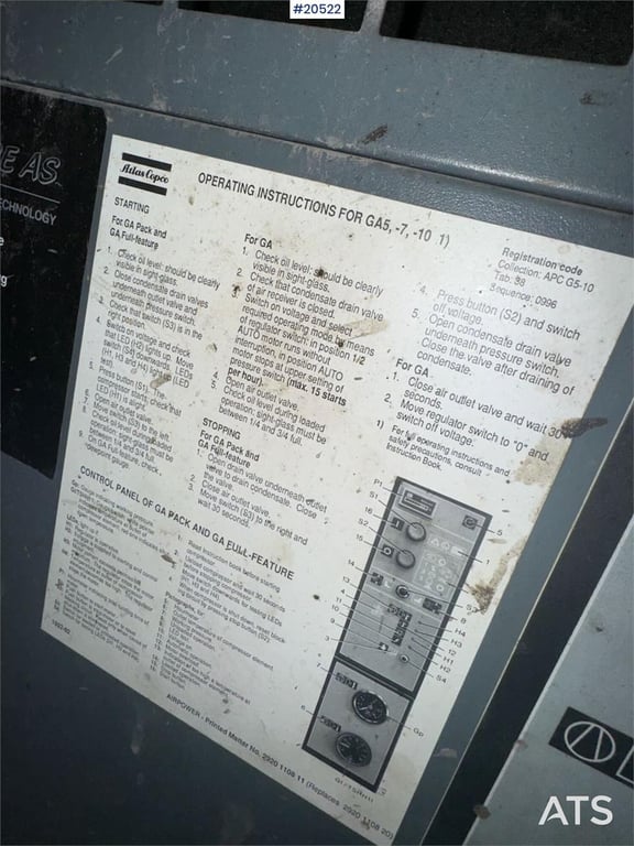 Atlas Copco GA7 compressor 1994 20522 GA7 compressor 1994 1 Compressors image 6