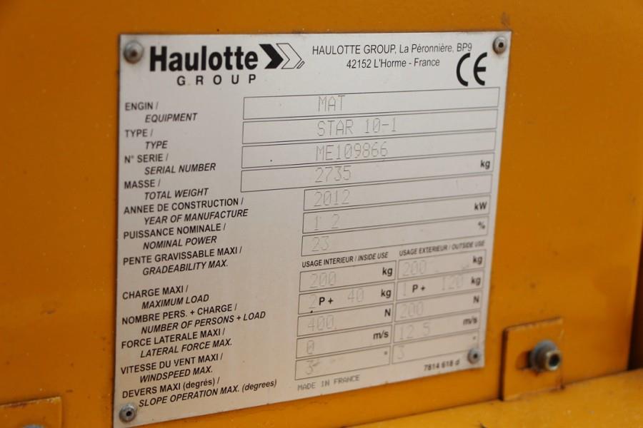 Haulotte Star 10AC Electric, 10m Working Height, 3m Reach, 2012 HAULOTTE - Star 10AC - 60089 Star 10AC Electric, 10m Worki...