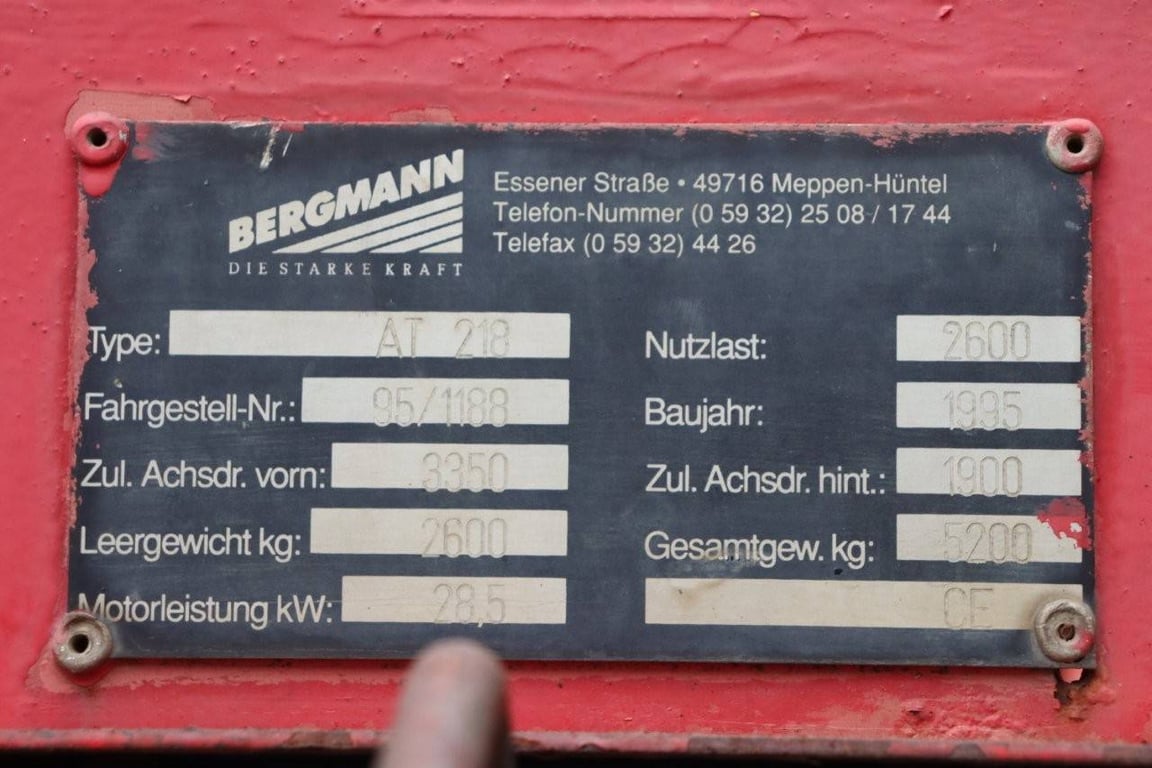 Dumper Bergmann AT 218 Diesel 28kW 1995 1995 Bergmann AT 218 1995 1 image 15