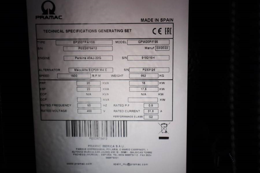 Pramac GPW20P Unused, Valid inspection, *Guarantee! Diese 2022 PRAMAC - GPW20P - 61045 Pramac GPW20P Unused, Valid inspect...